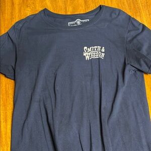 Classic Blue Short Sleeve Tee with Chest Print